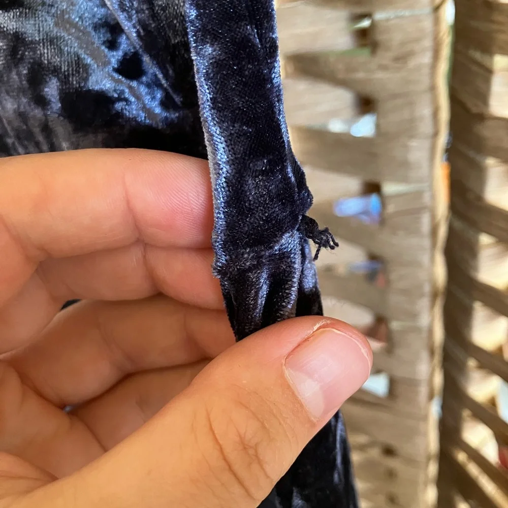 American Eagle Outfitters Crushed Velvet V-Neck Mini Dress - Navy - Picture 8 of 8